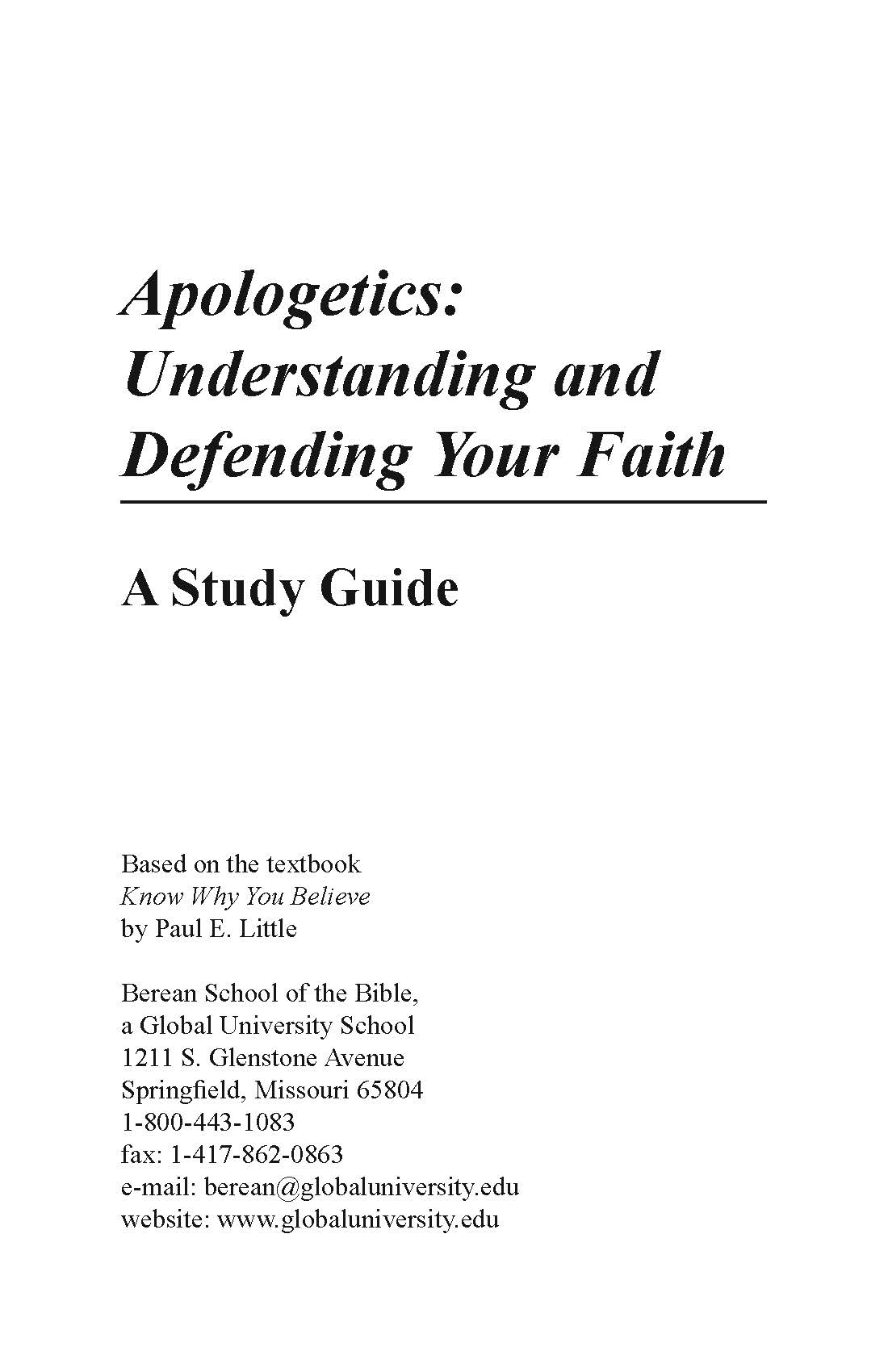 Apologetics: Understanding and Defending Your Faith