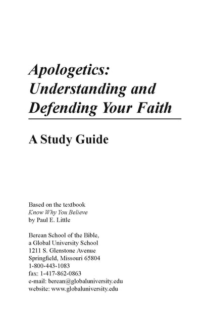 Apologetics: Understanding and Defending Your Faith
