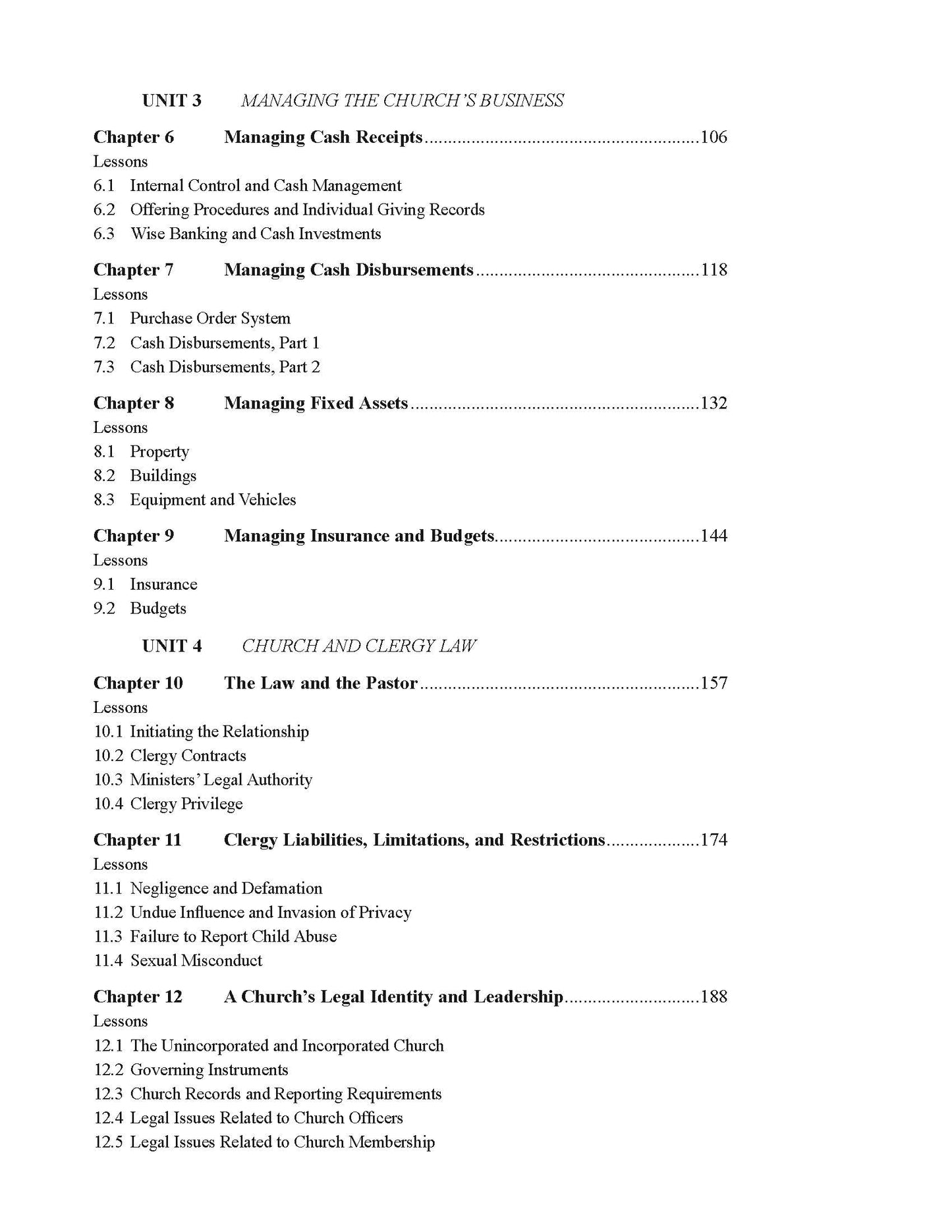 Church Administration, Finance, and Law