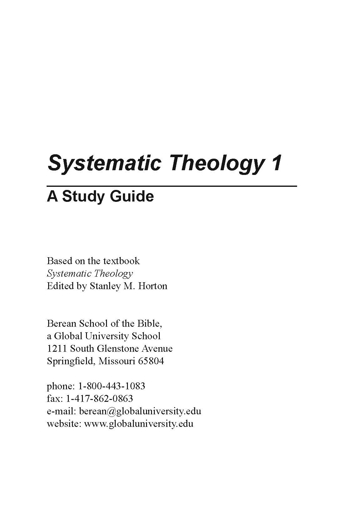 Systematic Theology I